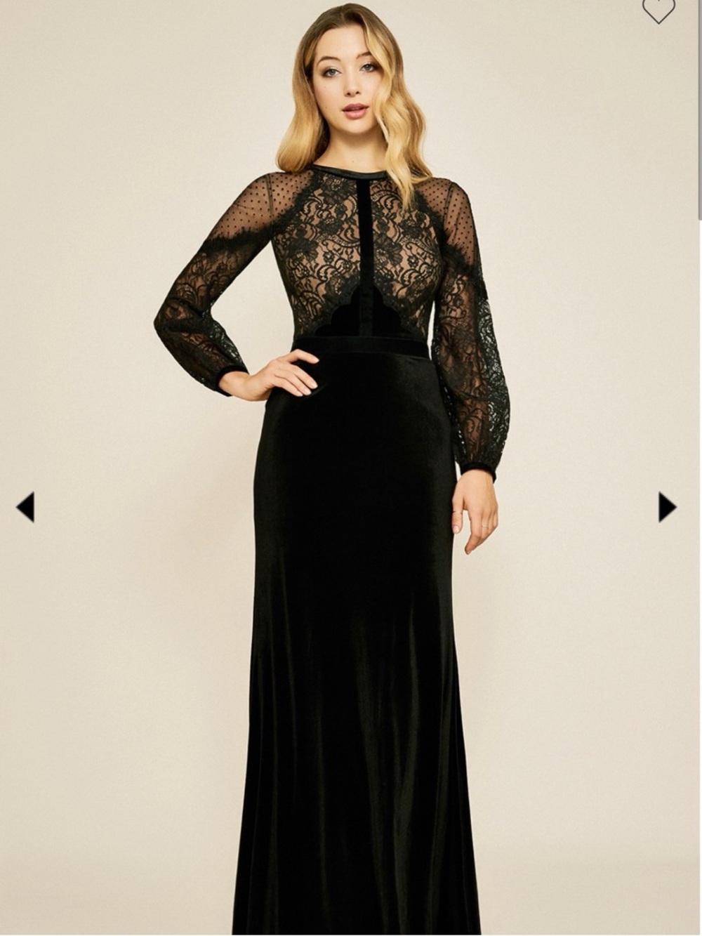 Tadashi Shoji Black Lace Evening Gown